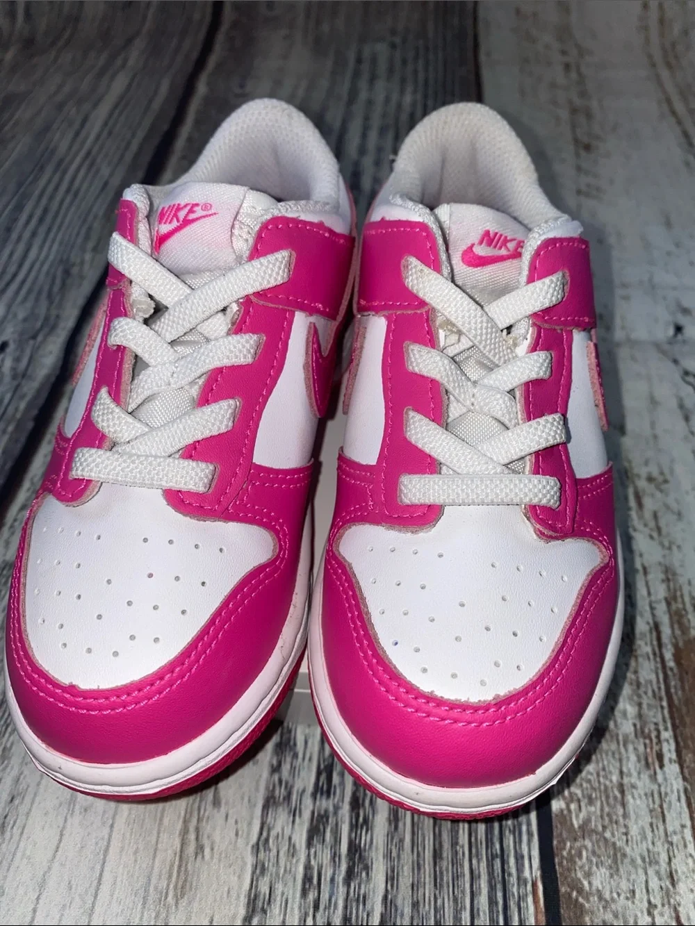 Nike Dunk Low (TD) White & Hyper Pink Toddler Sneakers Size 8C